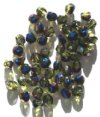 50 6mm Faceted Olive Azuro Firepolish Beads